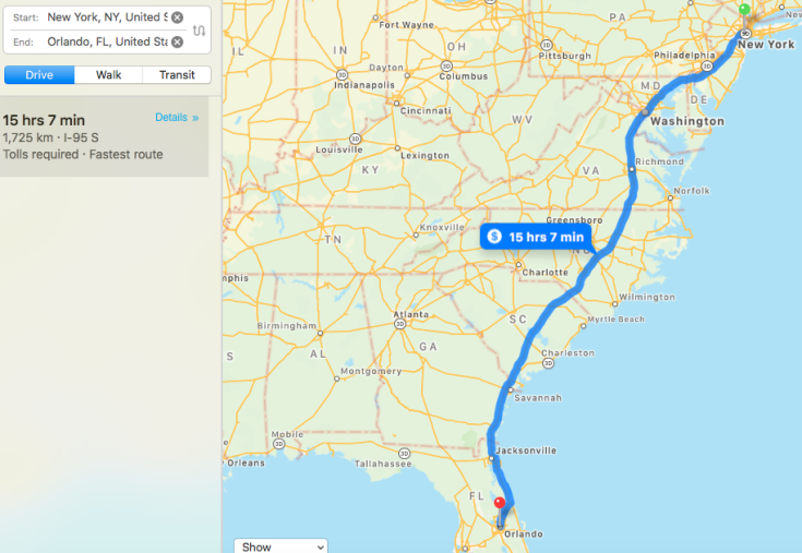 How Far Is Orlando From New York City